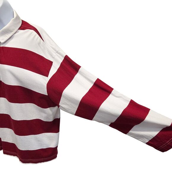 NEW Prepcore Nautical Rugby Striped Collared Long Sleeve Buttonup T'Shirt  XXL - Picture 2 of 6